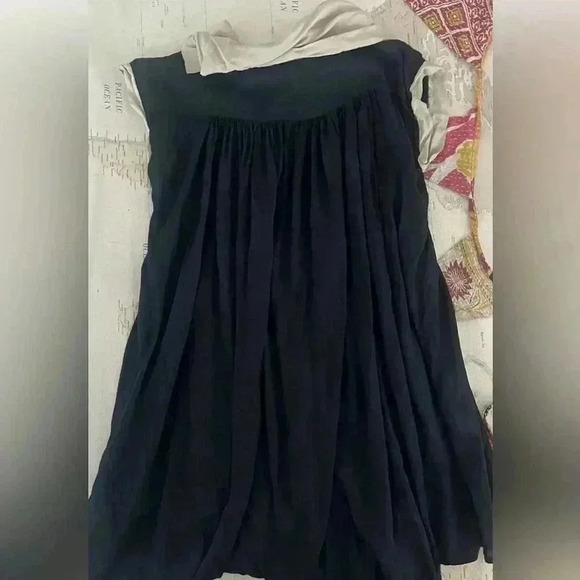 Luukaa Lightly Sheer High Low Tunic Dress Contrast High Collar Sleeve Black 6 - Picture 7 of 10